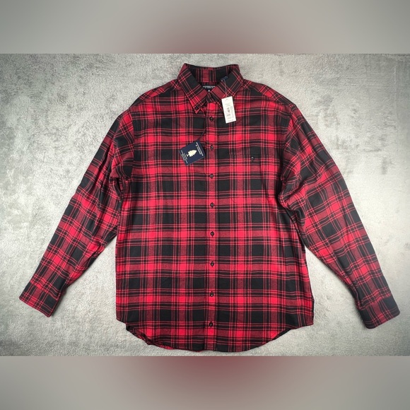 Roundtree & Yorke Other - Roundtree & Yorke Portuguese Flannel Shirt Mens Size LT Tall Plaid Red Black NWT